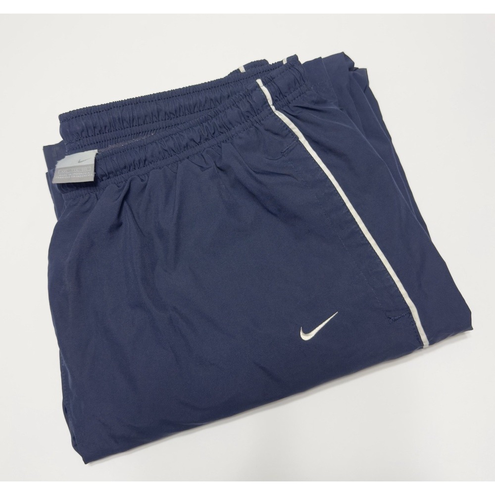 VTG Y2K Nike Gray Tag Mens Baggy Track Pants Lined 2XL Blue Ankle Zip Parachute